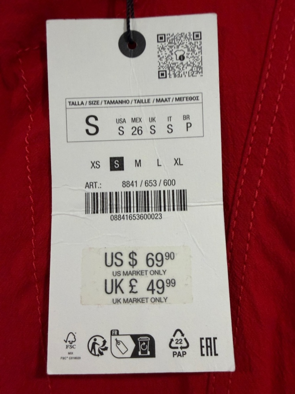 ZARA Red Mini Dress Size S – New With Tags ❤️ - Picture 3 of 3